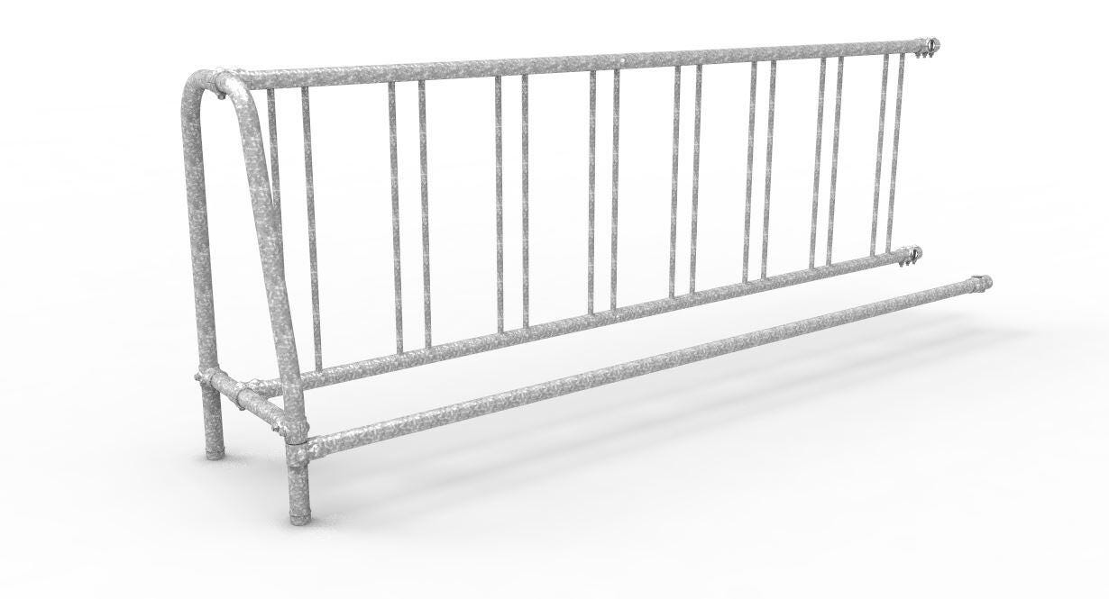 Ultra Site Add-On Portable Single-Sided Traditional Bicycle Rack, 8 ft L, Steel, Galvanized, Item Number 1364678